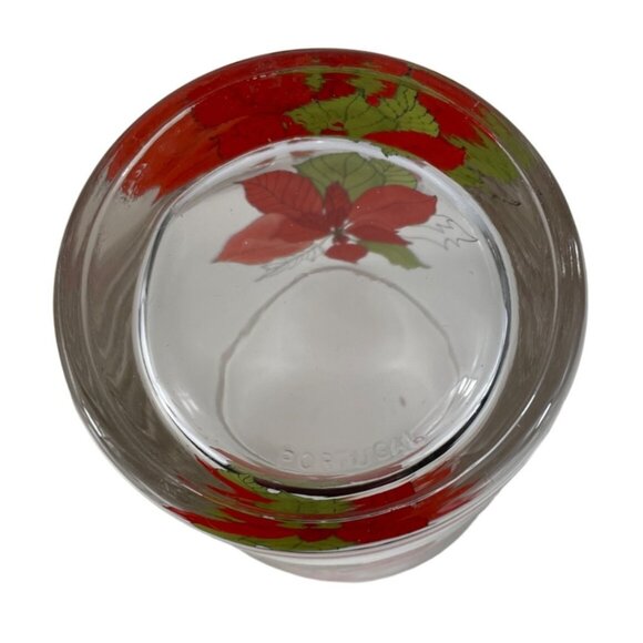 Vintage Christmas 8oz Glassware Old Fashioned Poinsettia by Block Set of 3 - Picture 6 of 11